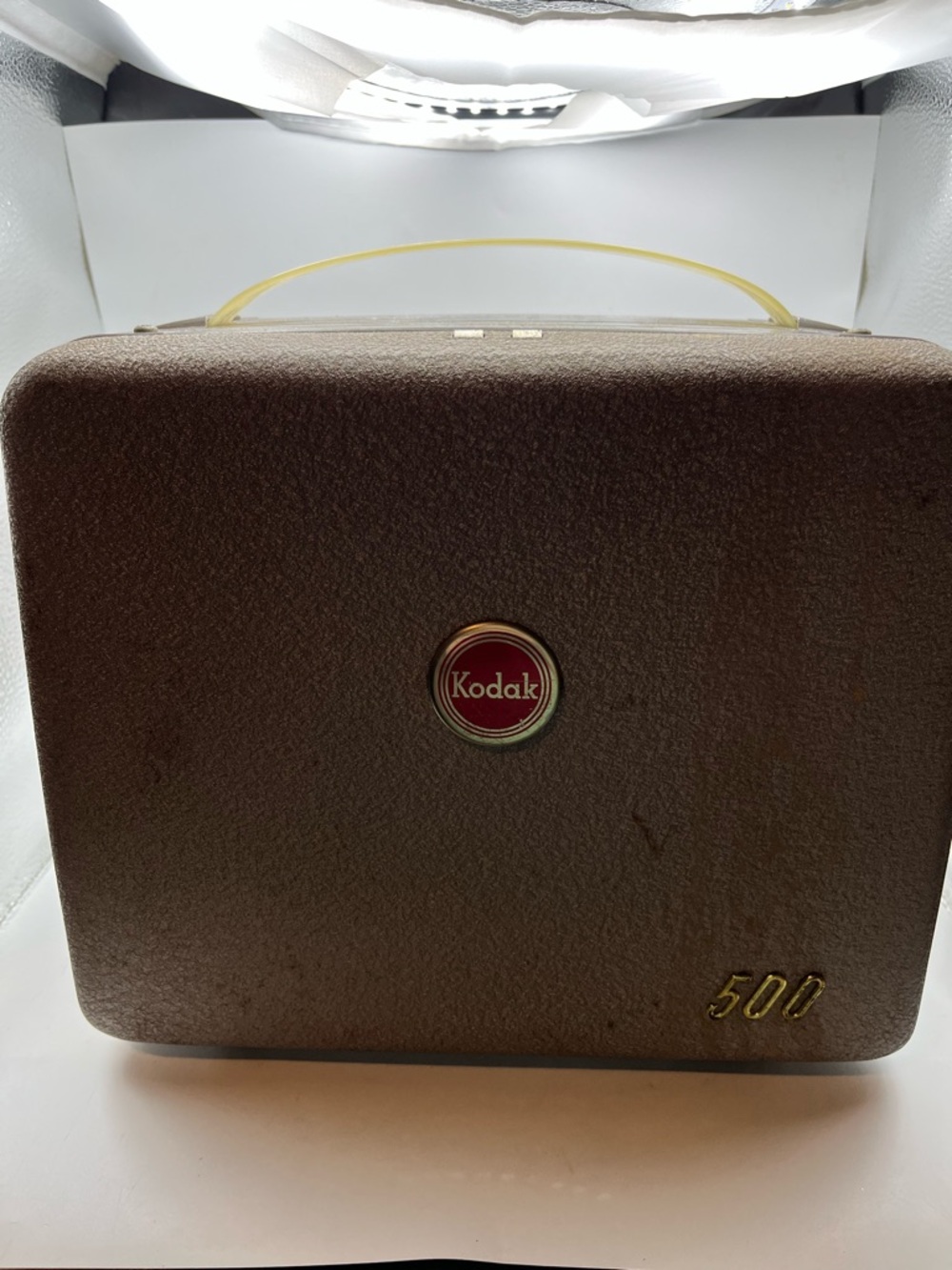 Vintage Kodak Brown Camera Case with Yellow Handle